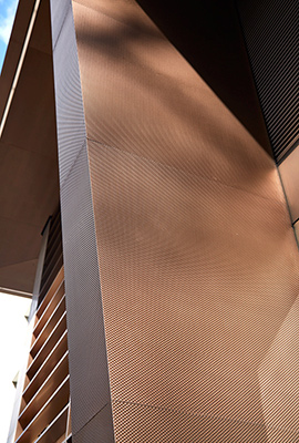 15 Fetter Lane, EC4A, London. - PVD stainless steel brise soleil, canopy and column.