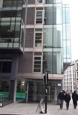 15 Fetter Lane, EC4A, London. - Before: The office building lacked presence along this stretch of imposing buildings.